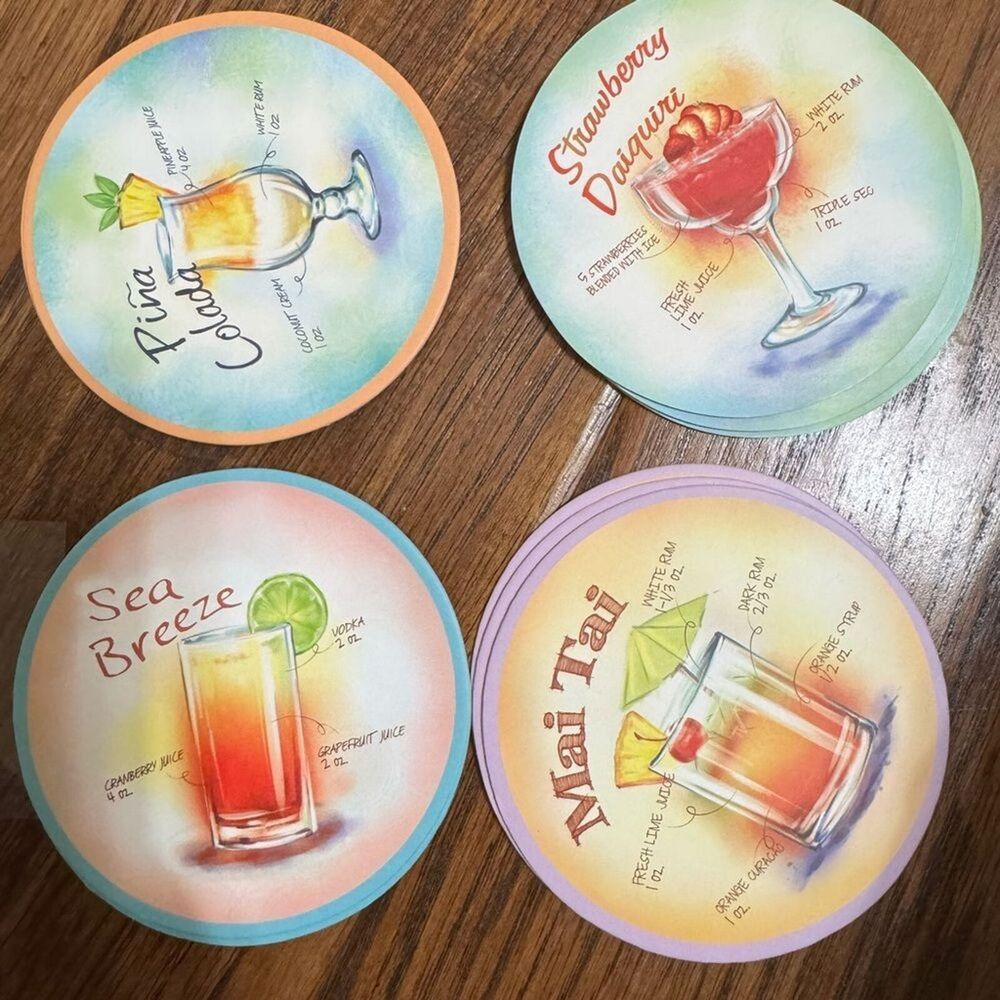 New 3* Vintage 70 tropical coaster set lot - 36 coasters.